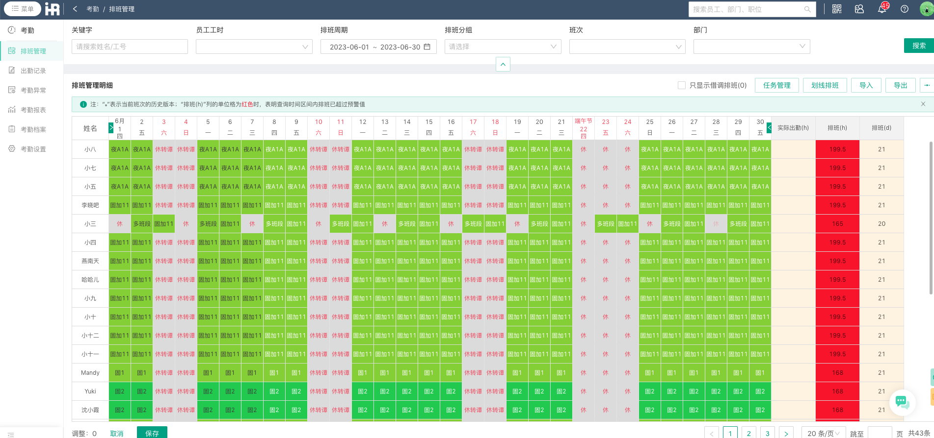 i人事内置了各类排班方案,支持班前制定排班计划、班中实时调整、班后自动统计工时等功能。 i人事内置了各类排班方案,支持班前制定排班计划、班中实时调整、班后自动统计工时等功能。